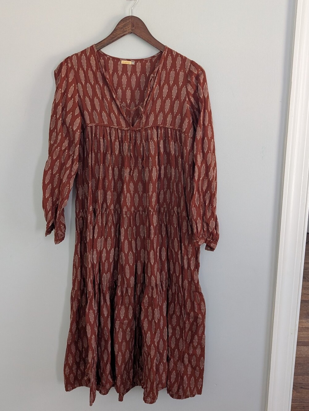 Women's Matta Burnt Orange Maxi Dress Block Print XS Oversized